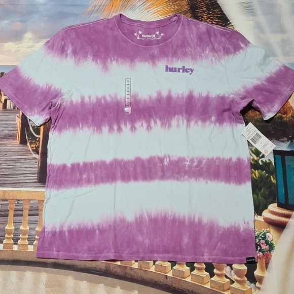 Hurley Tye Dye Purple Tee Shirt Size‎ XL NWT - Picture 1 of 5